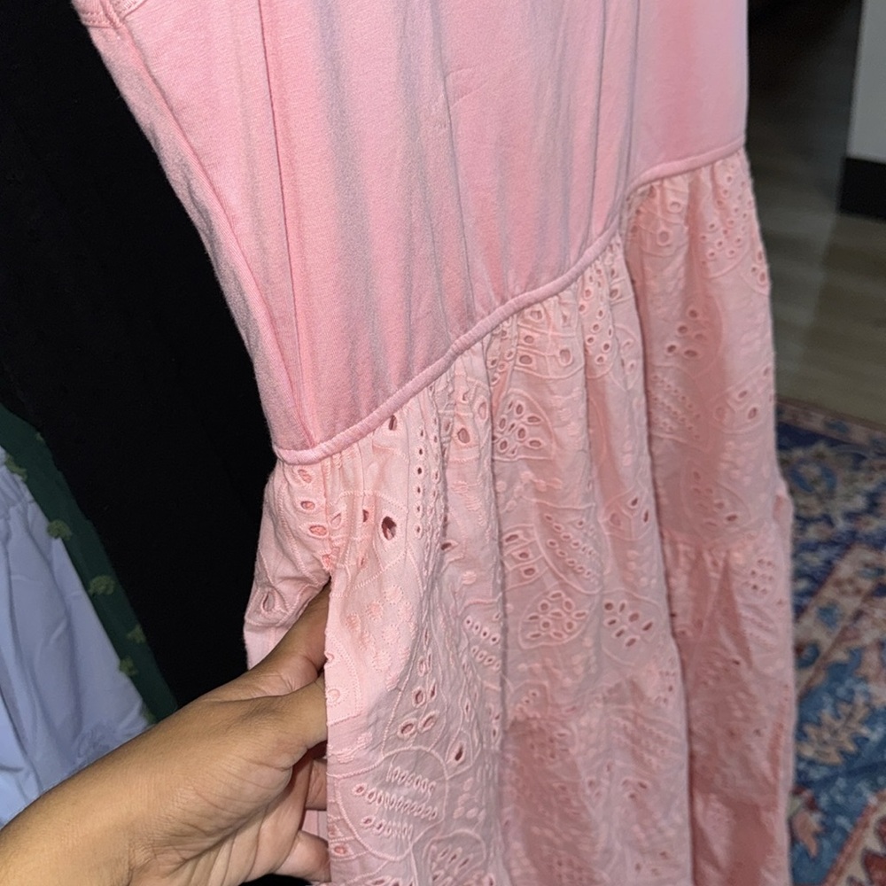 Pink Tiered A-line Maxi Dress with pockets - Picture 9 of 11